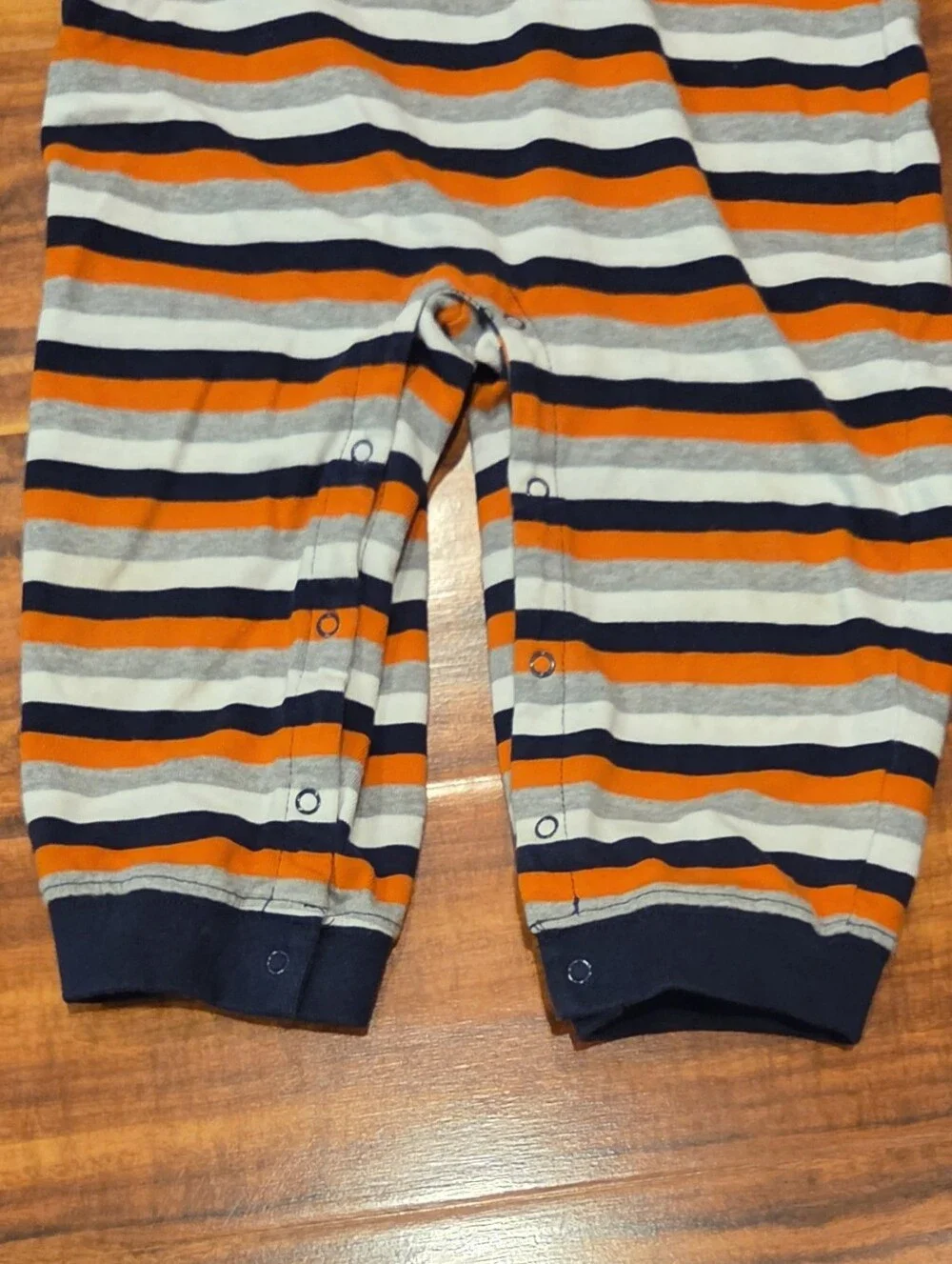 Gymboree EUC 12-18 Months Striped Navy/Orange One-Piece Polo Romper